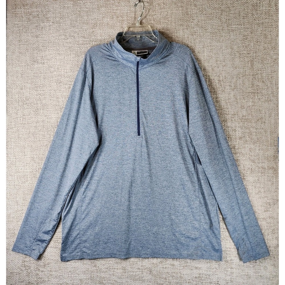 ExOfficio 1/2 Zip Pullover Mens 2XL Blue Insect Shield Stretch Long Sleeve Shirt